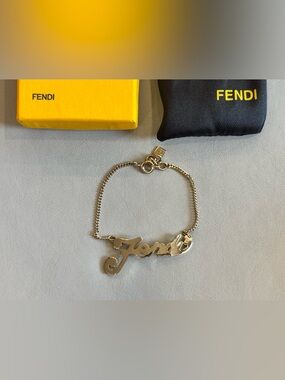 FENDI Gold-Tone Logo Bracelet